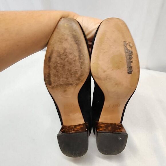 J. Jill Shoes 9 Black Suede Pump Slip On Leather Career Tortoiseshell Heel - Picture 6 of 9